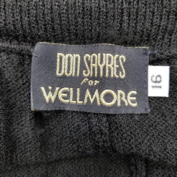 Don Sayres For Wellmore VINTAGE Black Wool Blend Knit Wide Leg Pants SAKS - 16 - Picture 5 of 6
